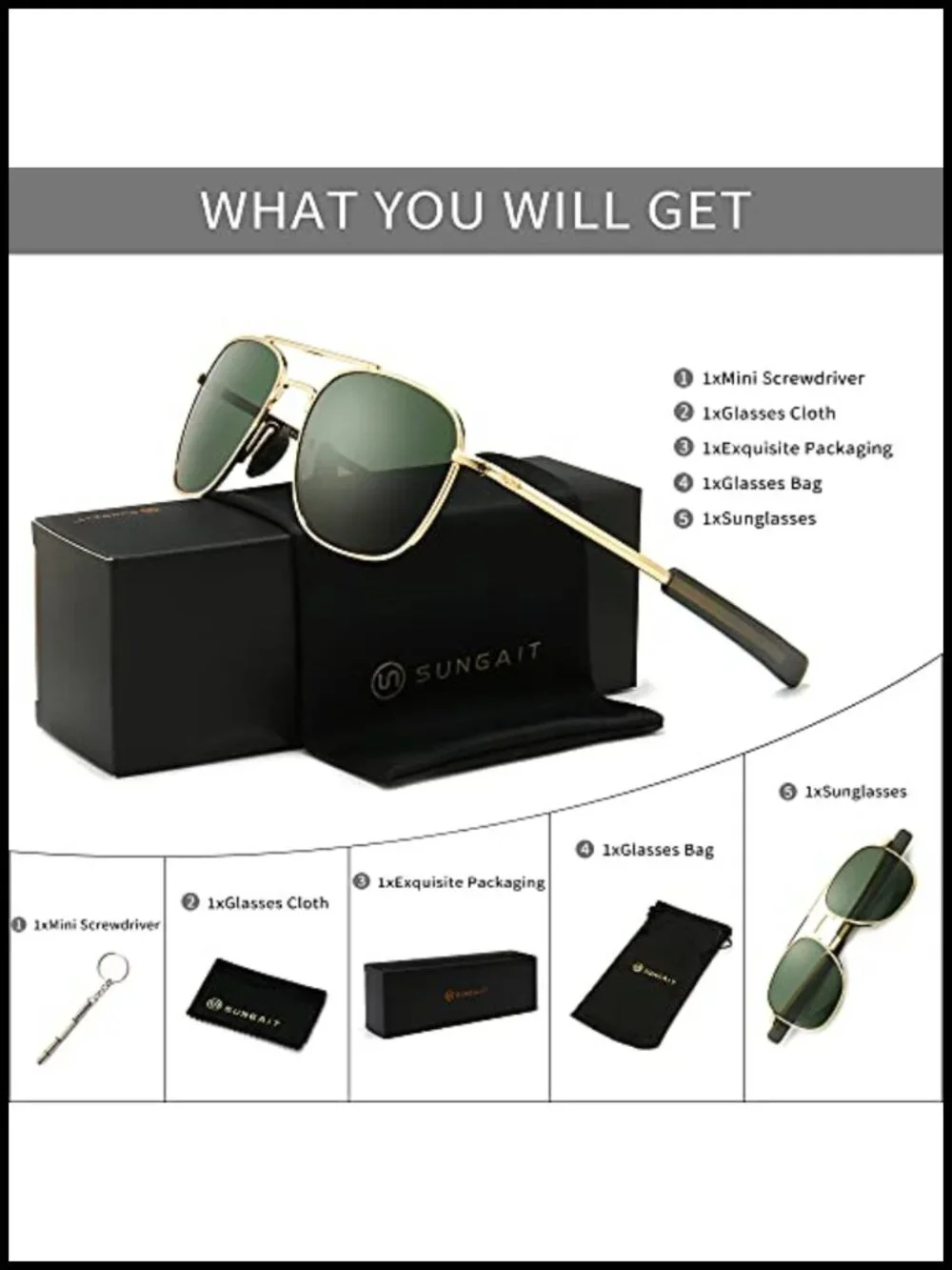 Men's Military Style Polarized Pilot Aviator Sunglasses Bayonet Temples